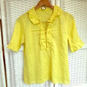 J Crew Alessia ruffle sleeve blouse - yellow - 6